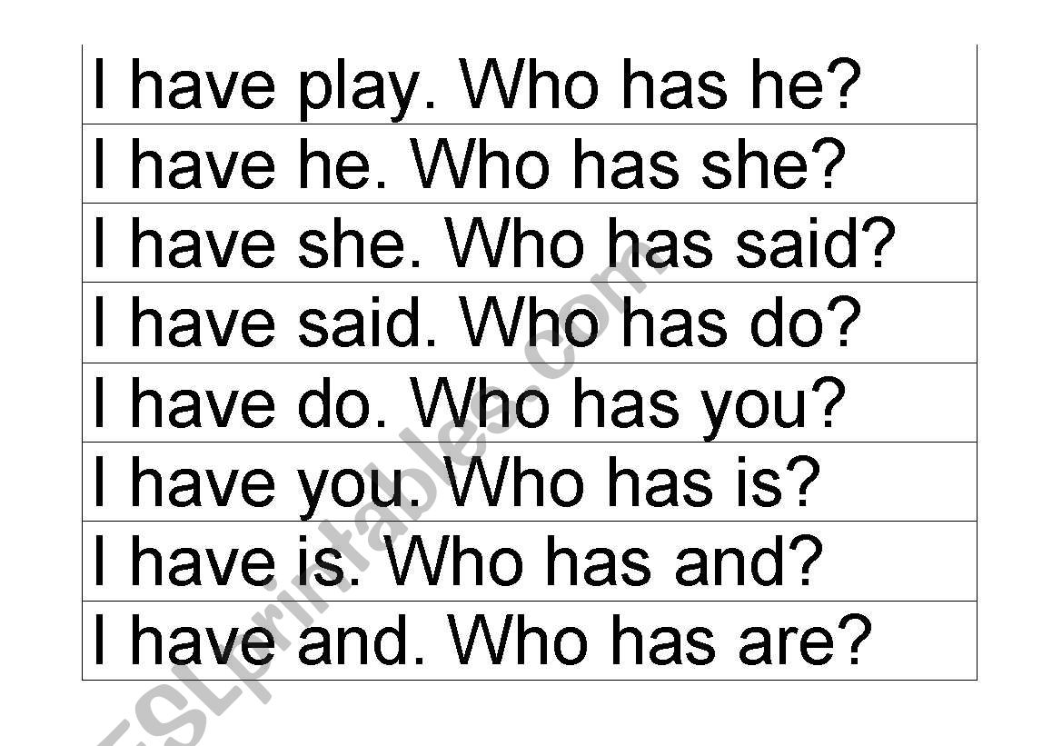 I have. Who has...phonics word game part 2