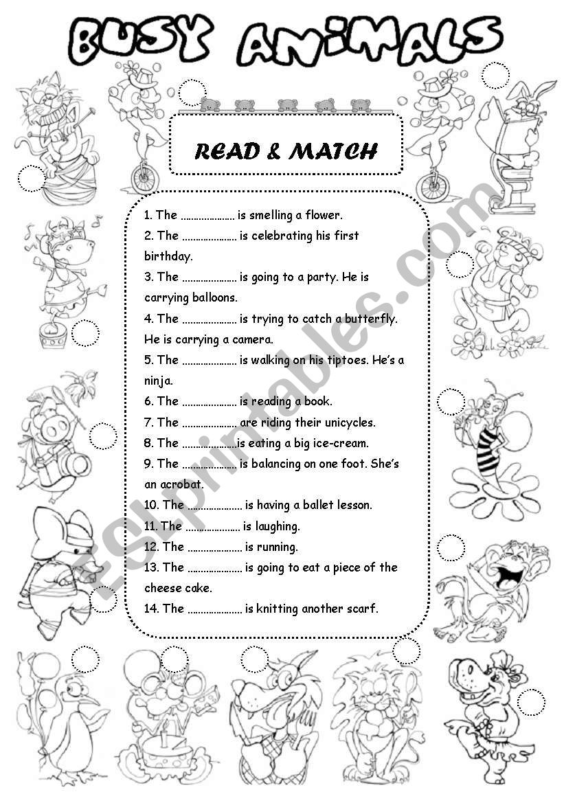 Busy Animals worksheet