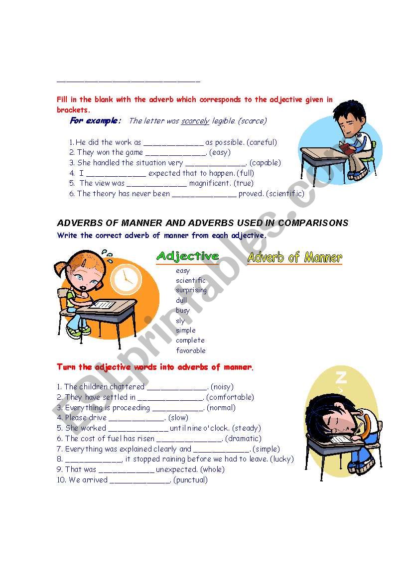 Adverbs of Manner worksheet