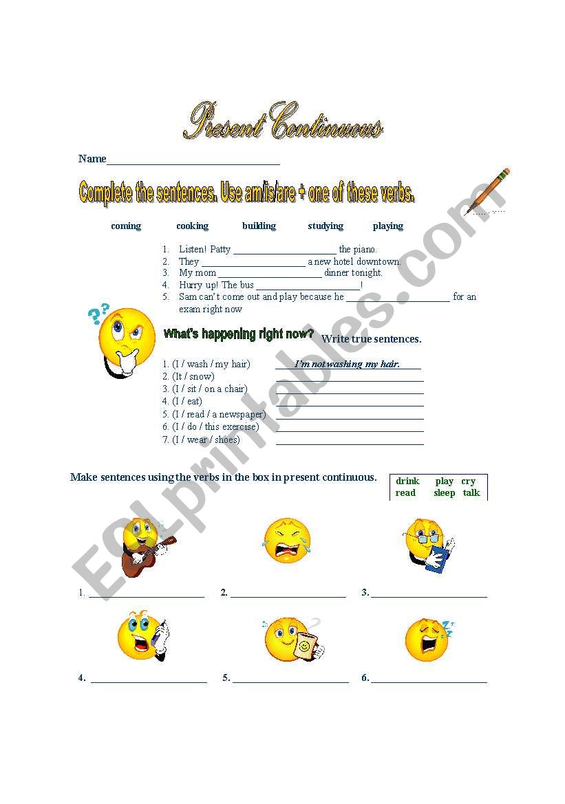 Present Continuous worksheet