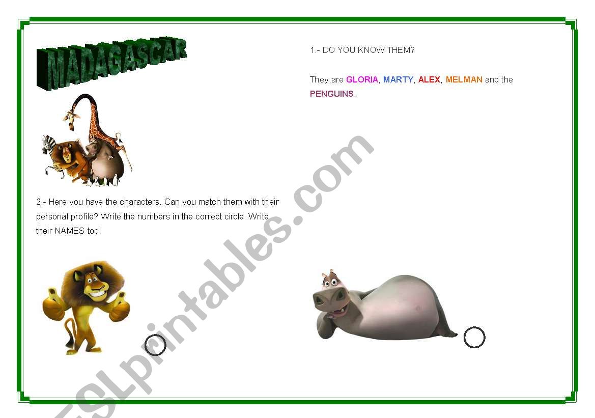 Madagascar worksheet