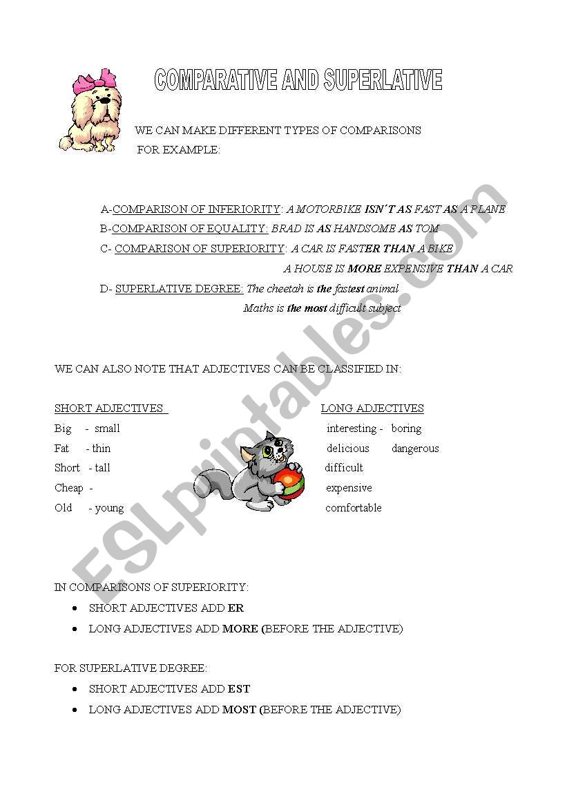 COMPARATIVE AND SUPERLATIVE ADJECTIVES (2 pages)