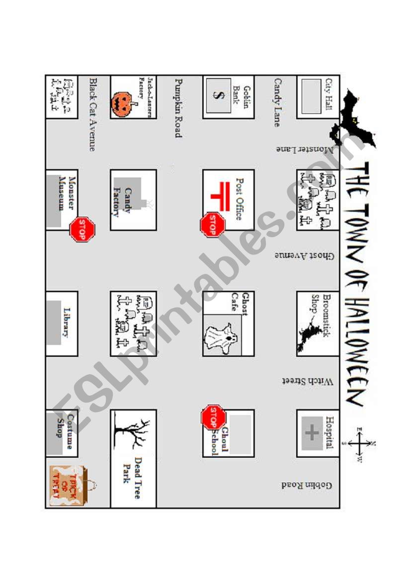 Town of Halloween Map for Directions lesson