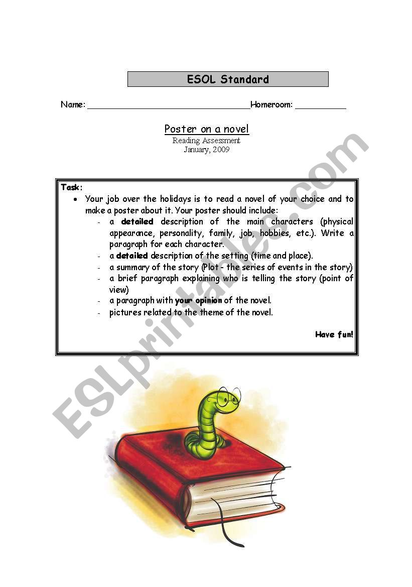 Book report worksheet