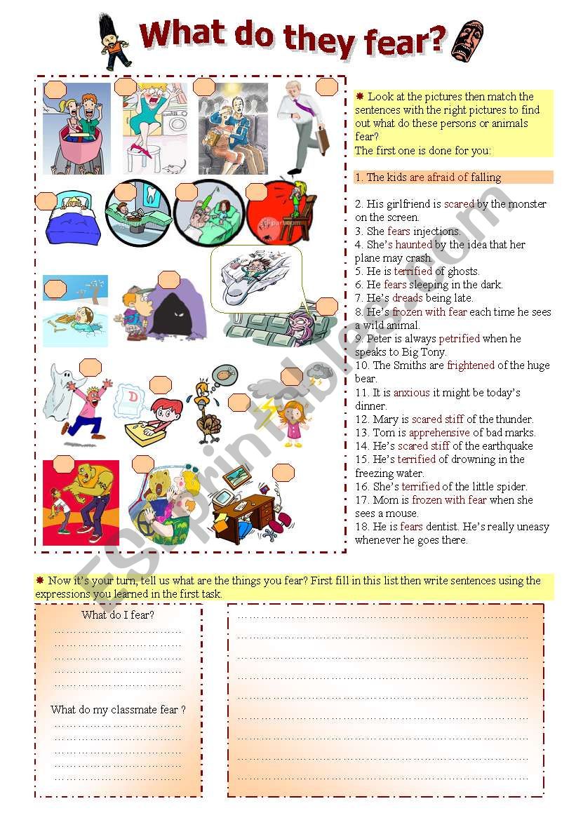 What do they fear? worksheet