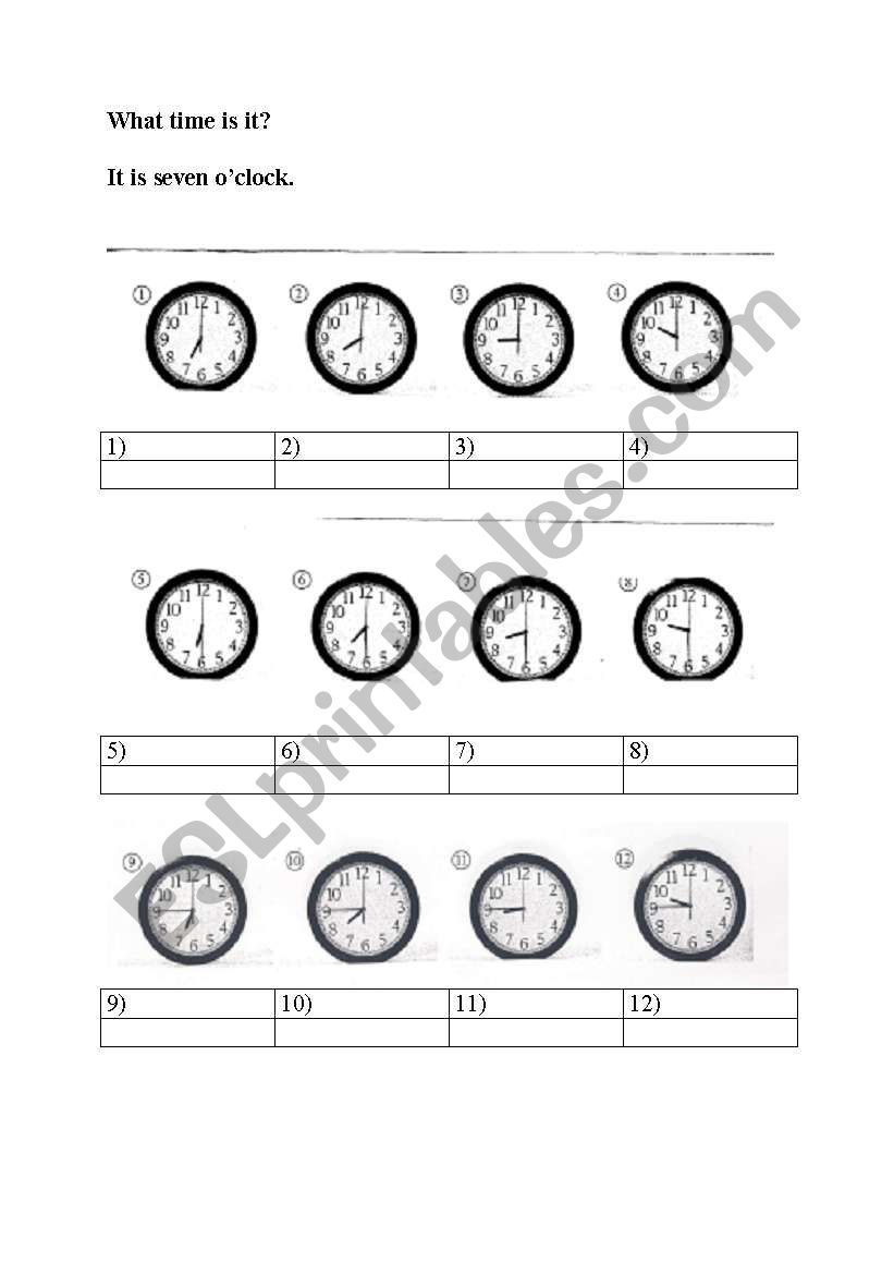 What time is it? worksheet