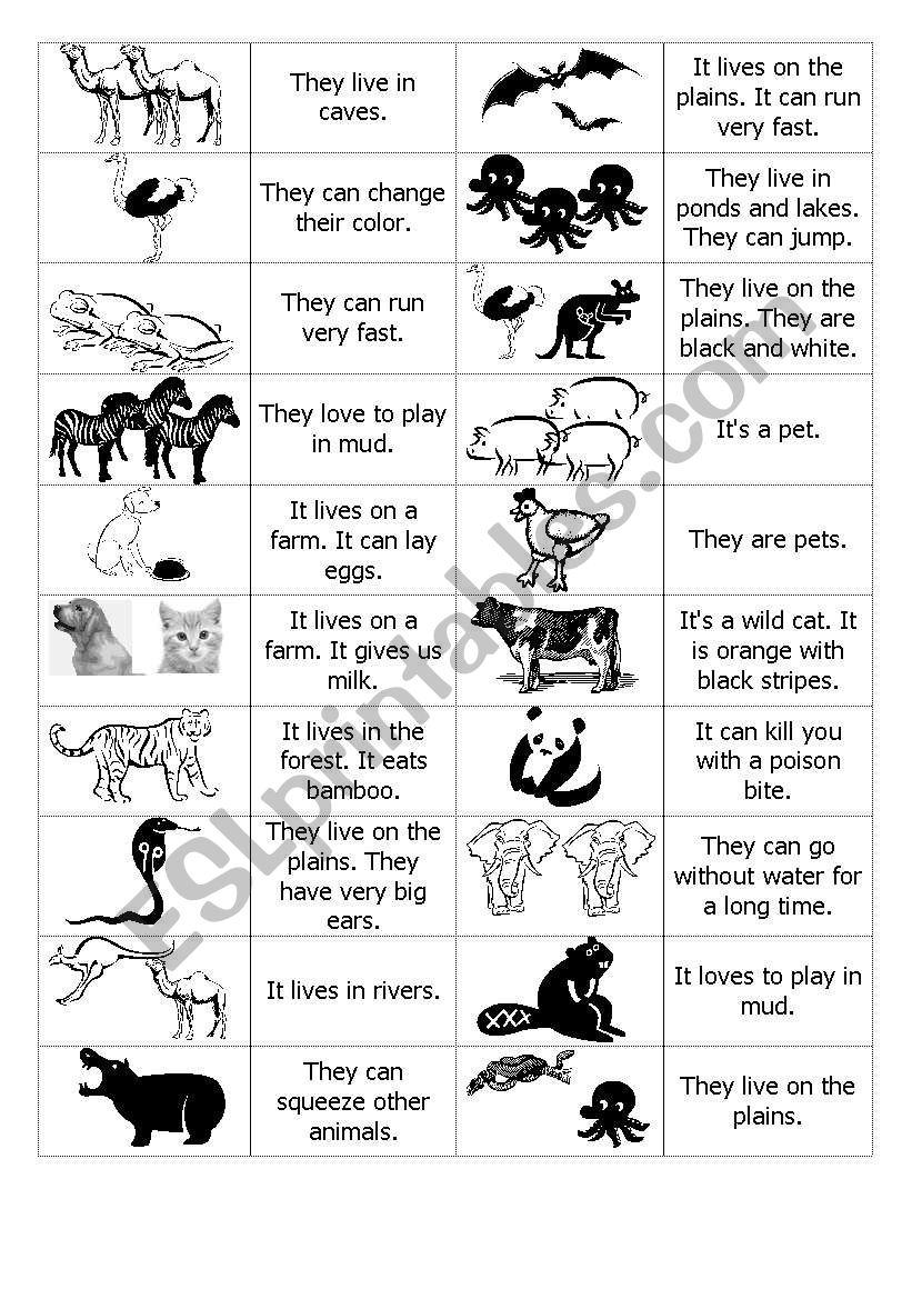 Animal Dominoes page 2 worksheet