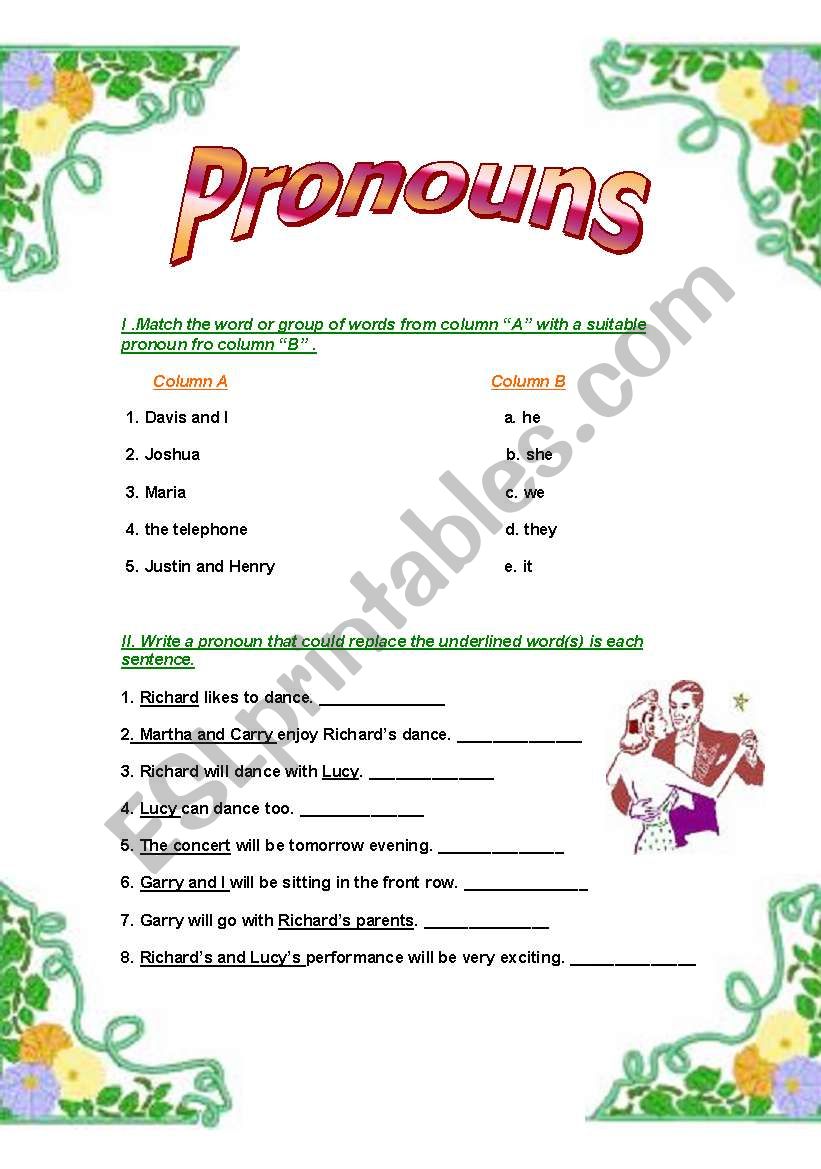 Pronouns worksheet