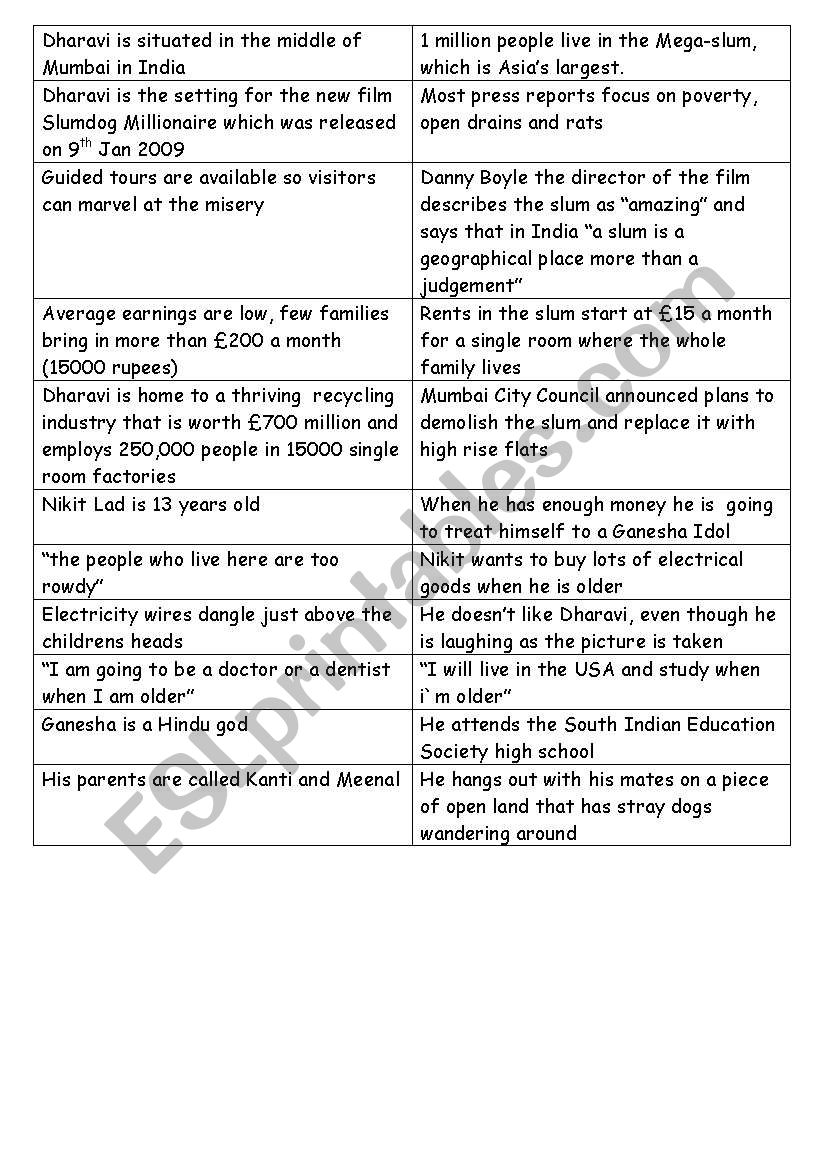 slumdog millionaire part 6 worksheet