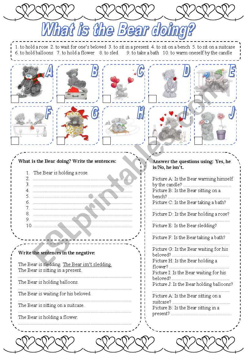 What is the Bear doing? (2) worksheet
