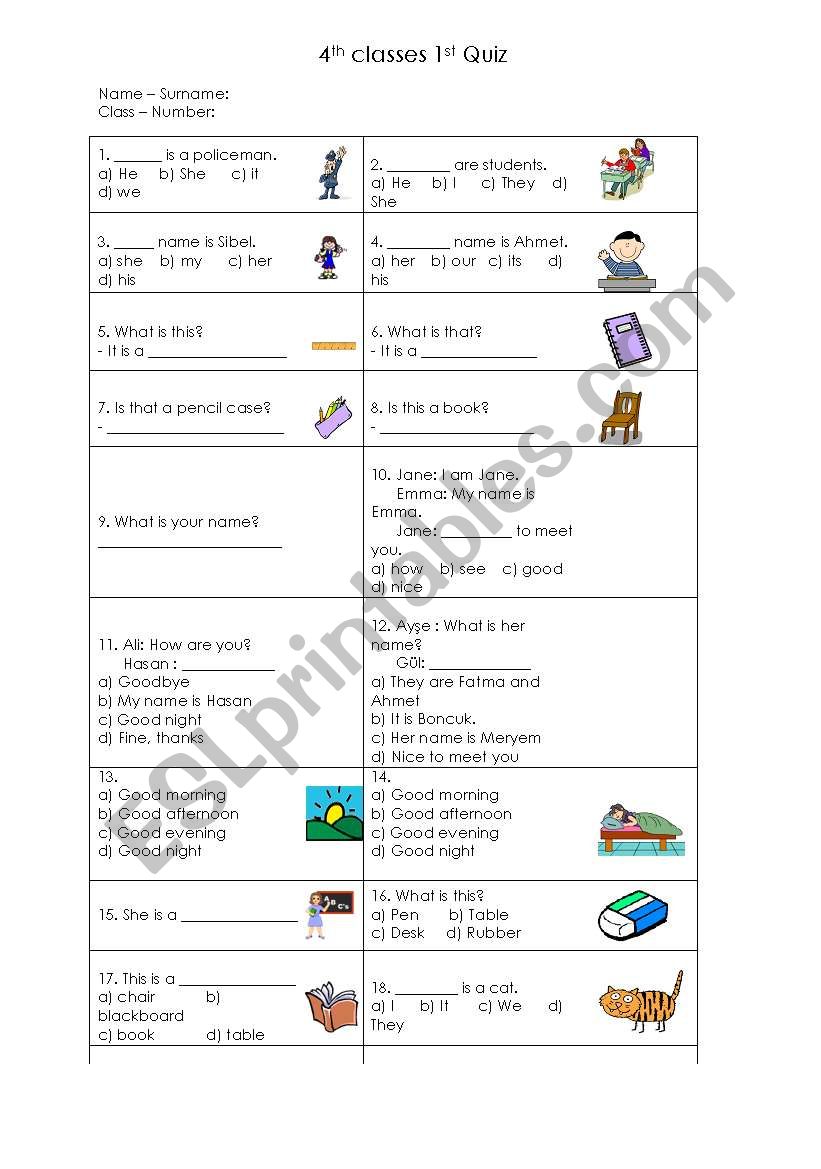 quiz worksheet