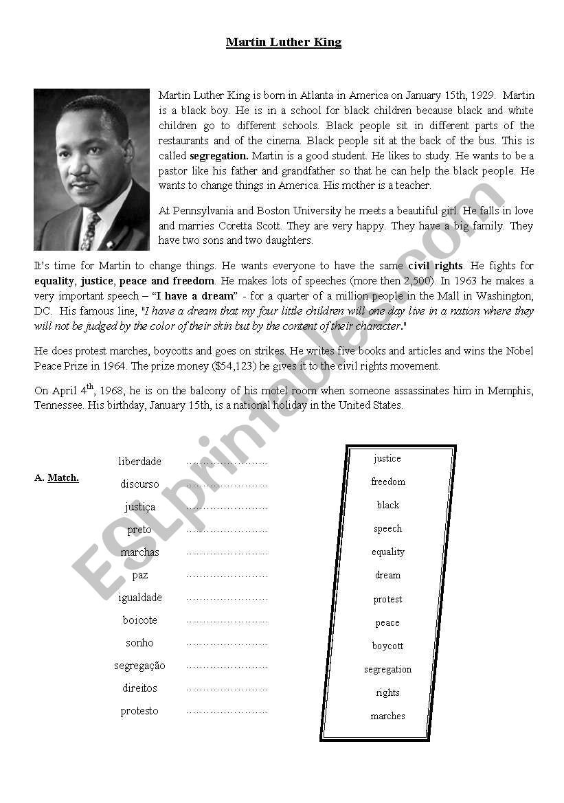 Martin Luther King worksheet