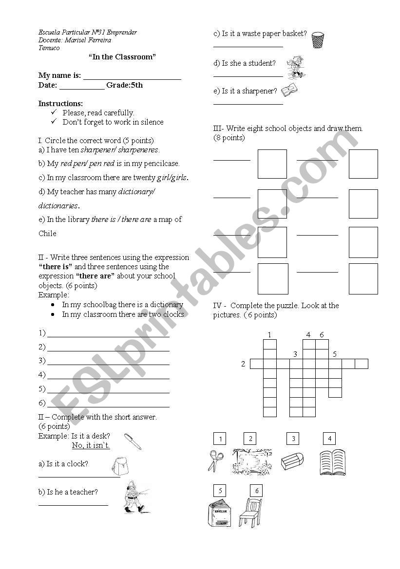 My classroom. worksheet