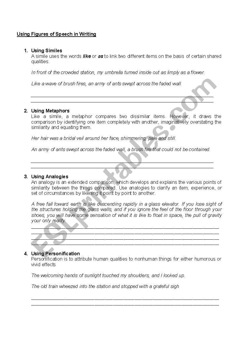 figures of speech worksheet