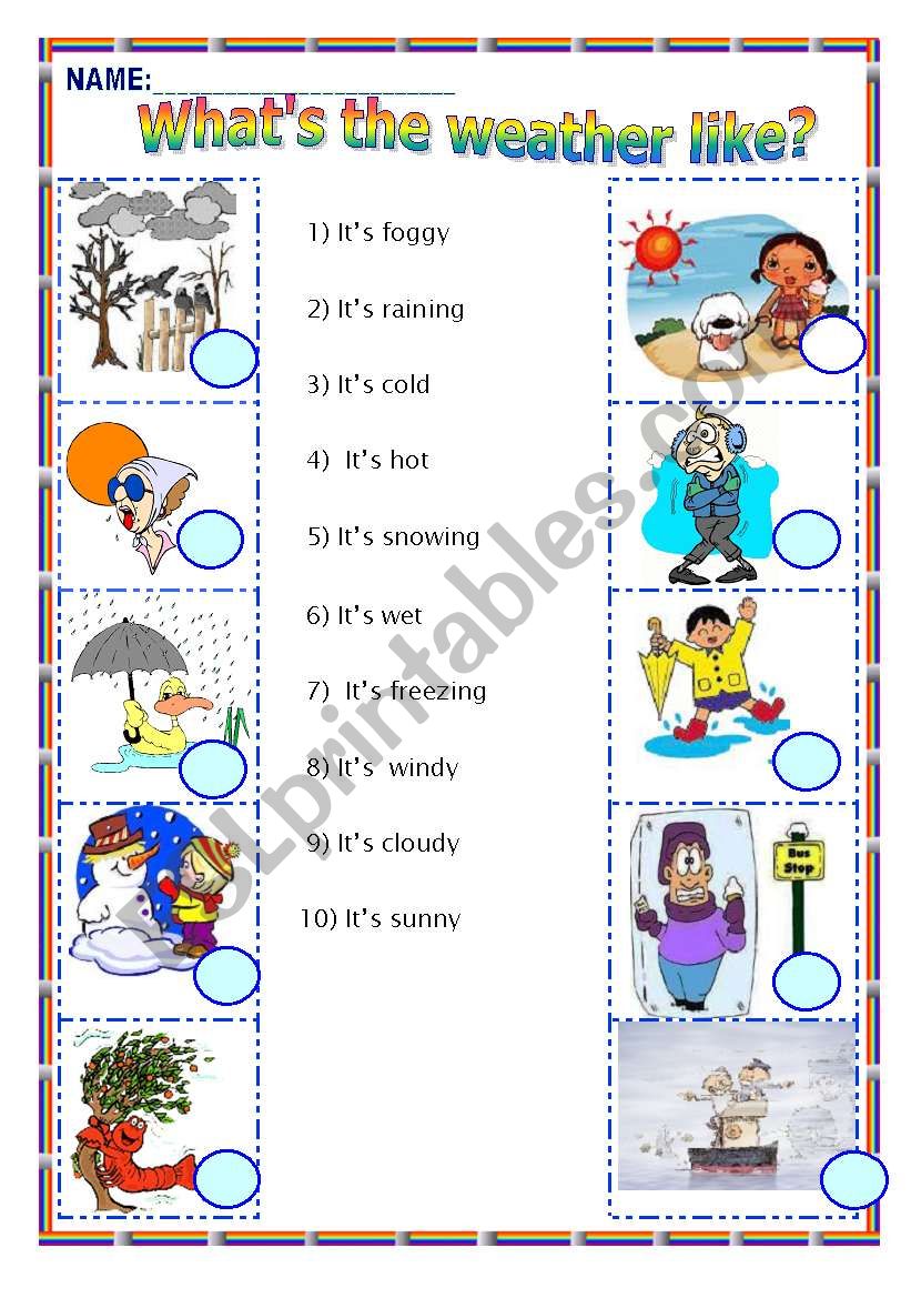 WHATS THE WEATHER LIKE? worksheet