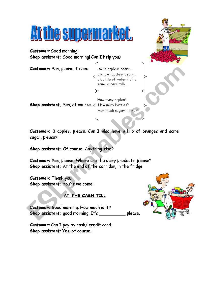 Role play: At the supermarket worksheet