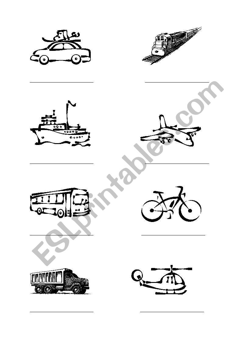 vehicles worksheet