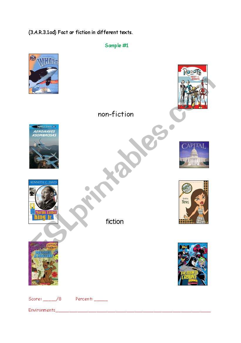Fiction/Non-Fiction Sort worksheet
