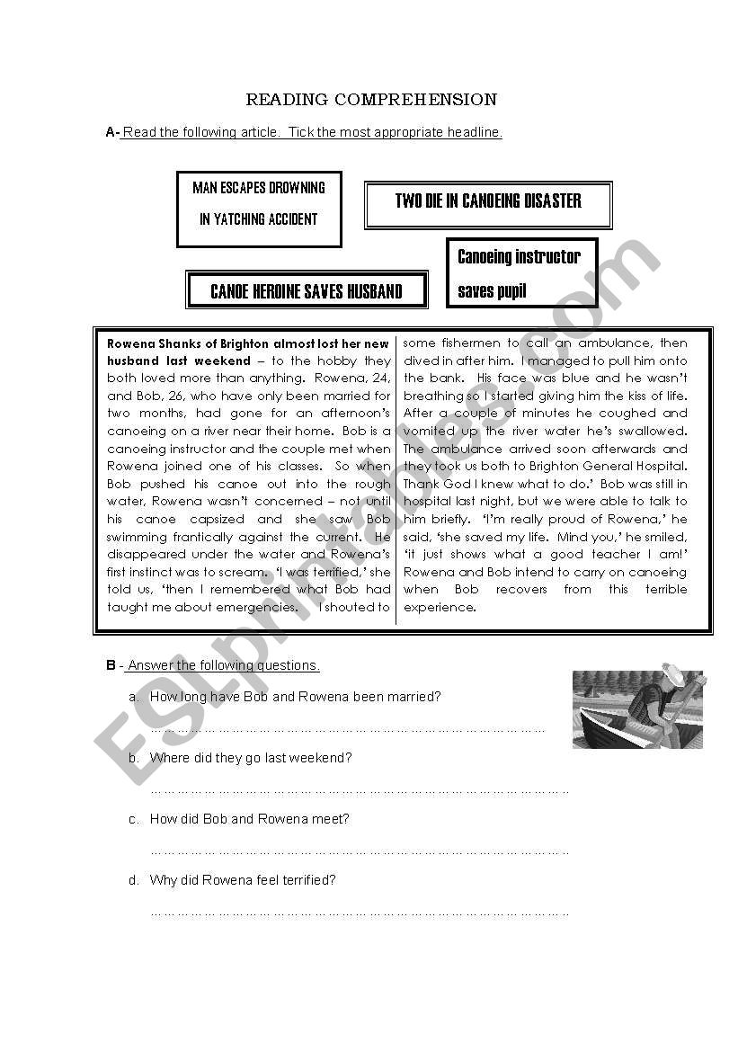 Reading Comprehension worksheet