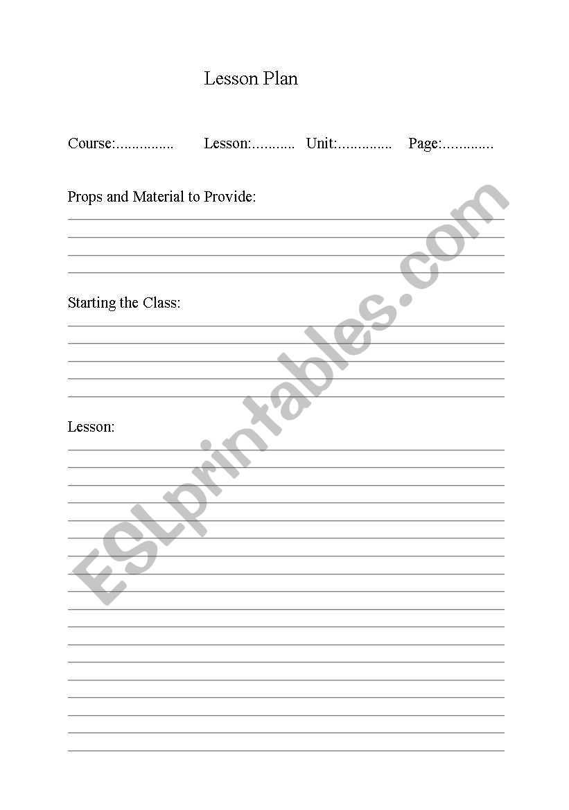 Lesson Plan for Teachers worksheet