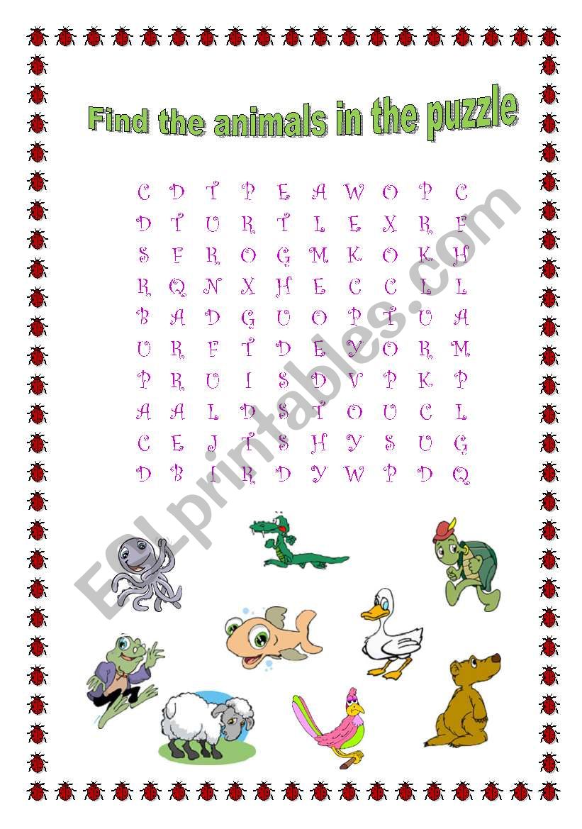 animals puzzle worksheet