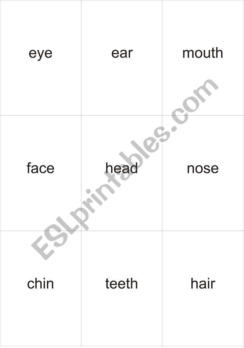 face (memory game) worksheet