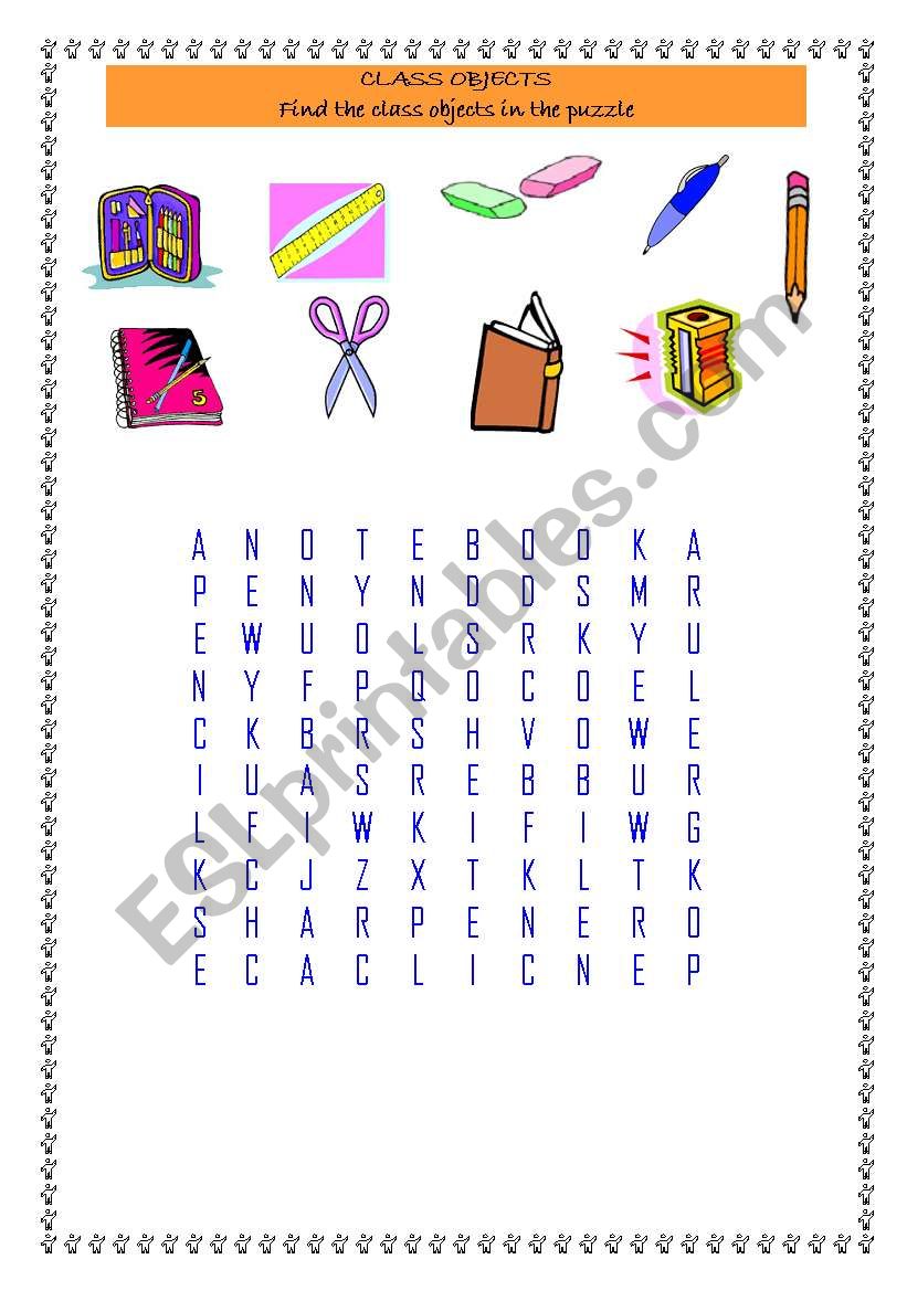 class objects puzzle worksheet