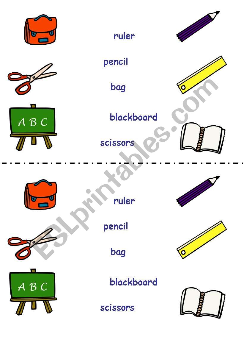 school objects- matching exercise