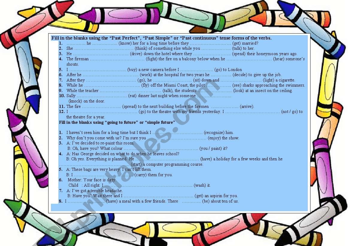 verb tenses  worksheet