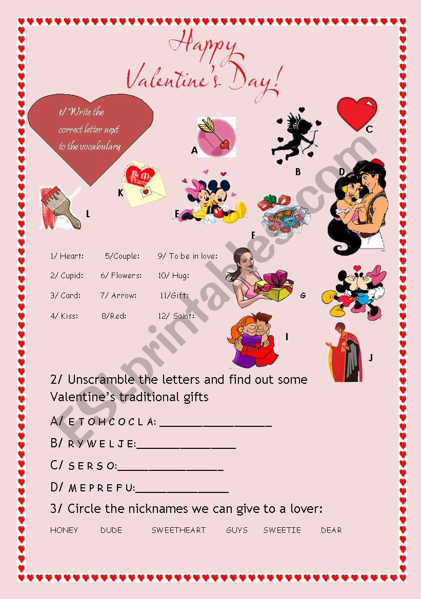 Happy Valentines Day worksheet
