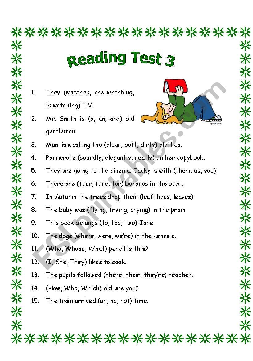 Reading Test worksheet