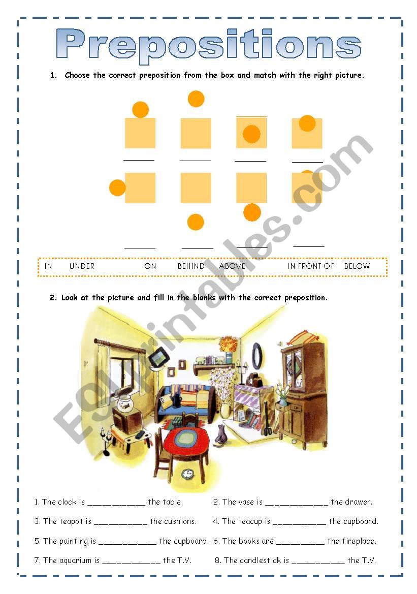 Prepositions worksheet