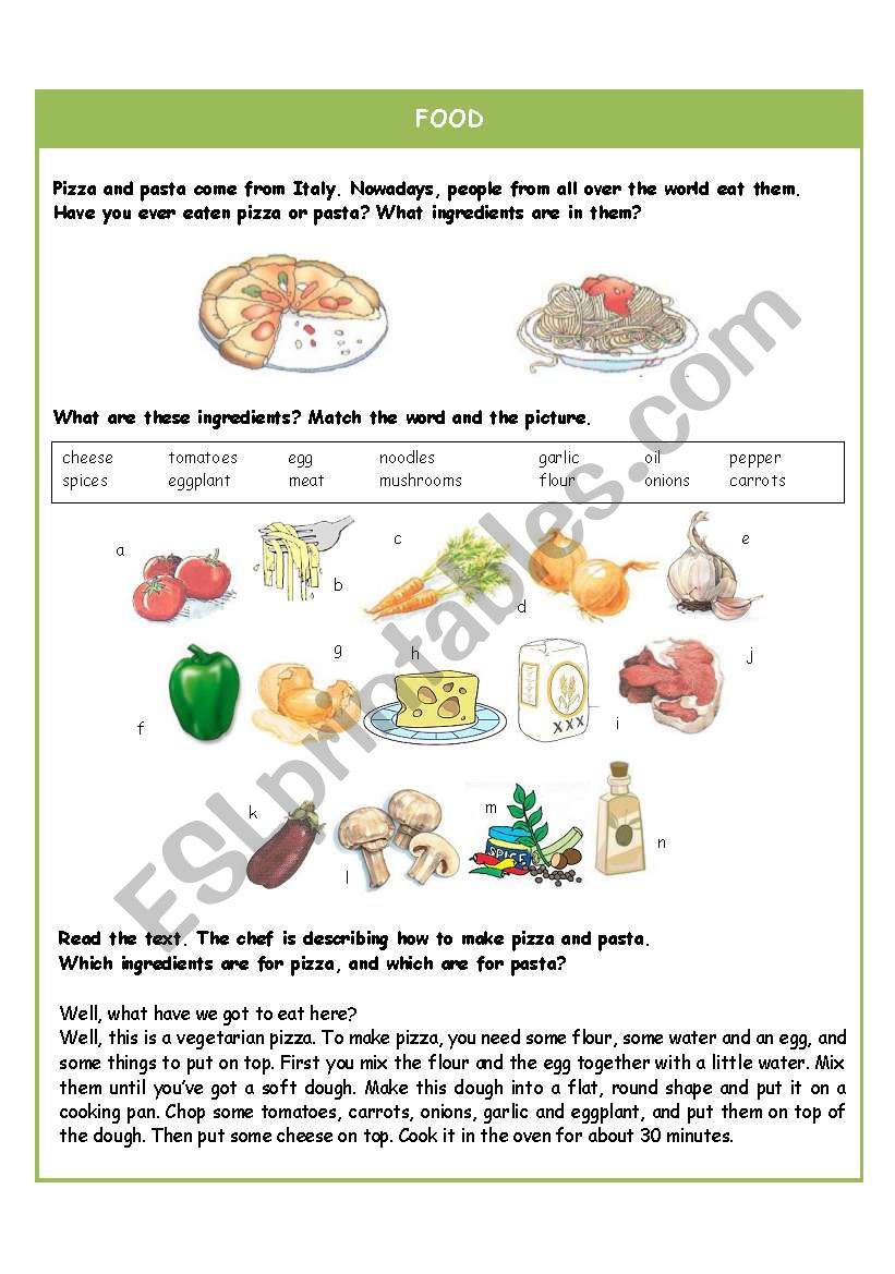 Food worksheet