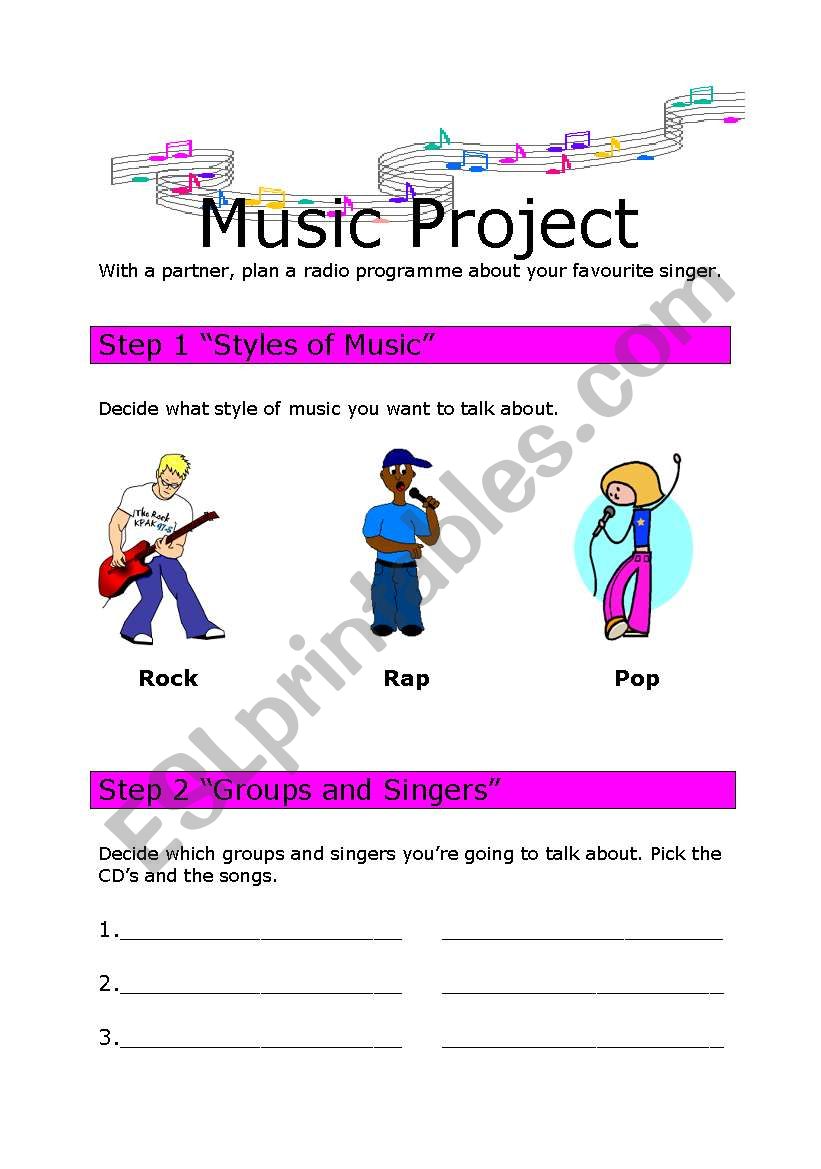 Music Project worksheet