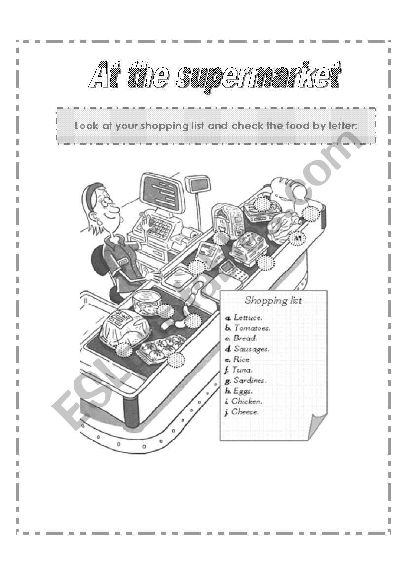 At the supermarket worksheet