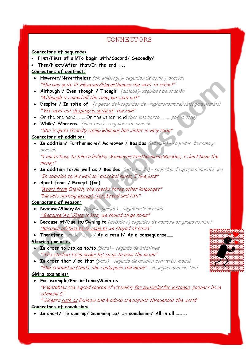 Connectors worksheet