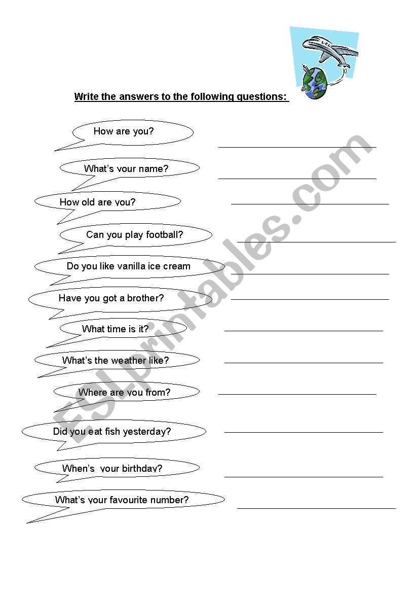 Basic questions worksheet
