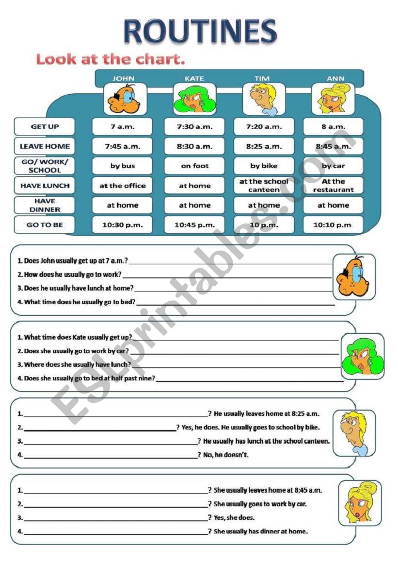 ROUTINES worksheet