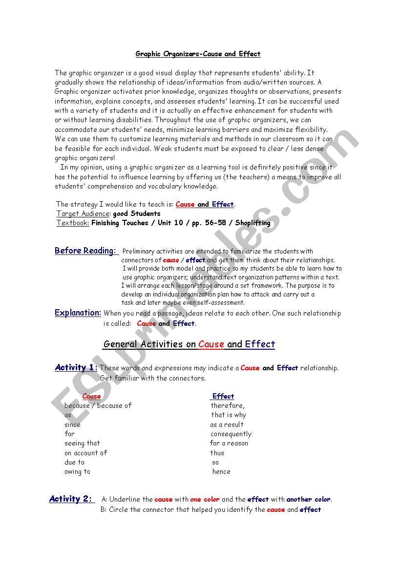 Graphic Organizer -Cause and Effect