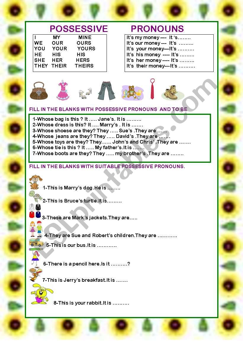 POSSESSIVE PRONOUNS worksheet