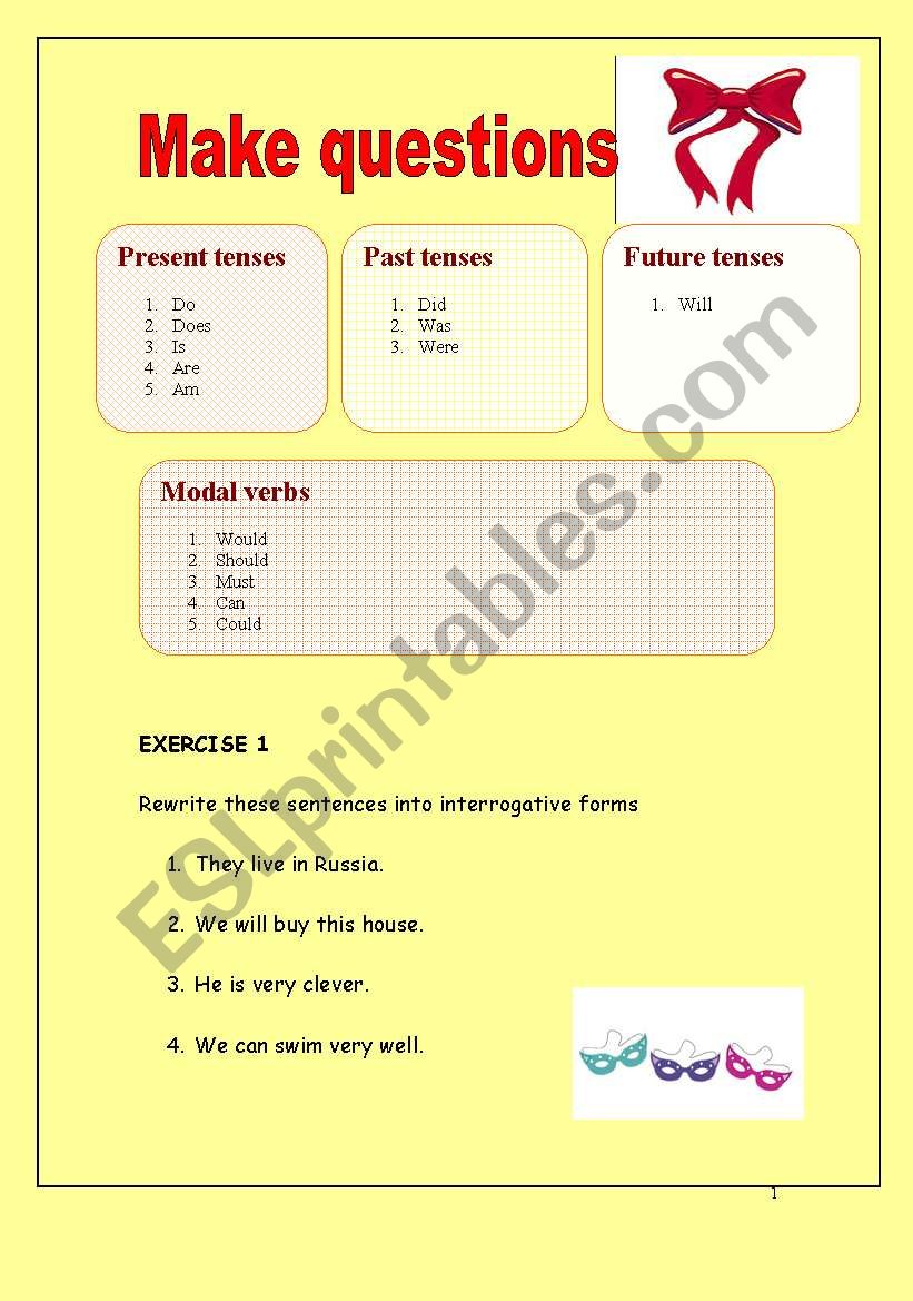 Making questions (different tenses with a table for better comprehension)