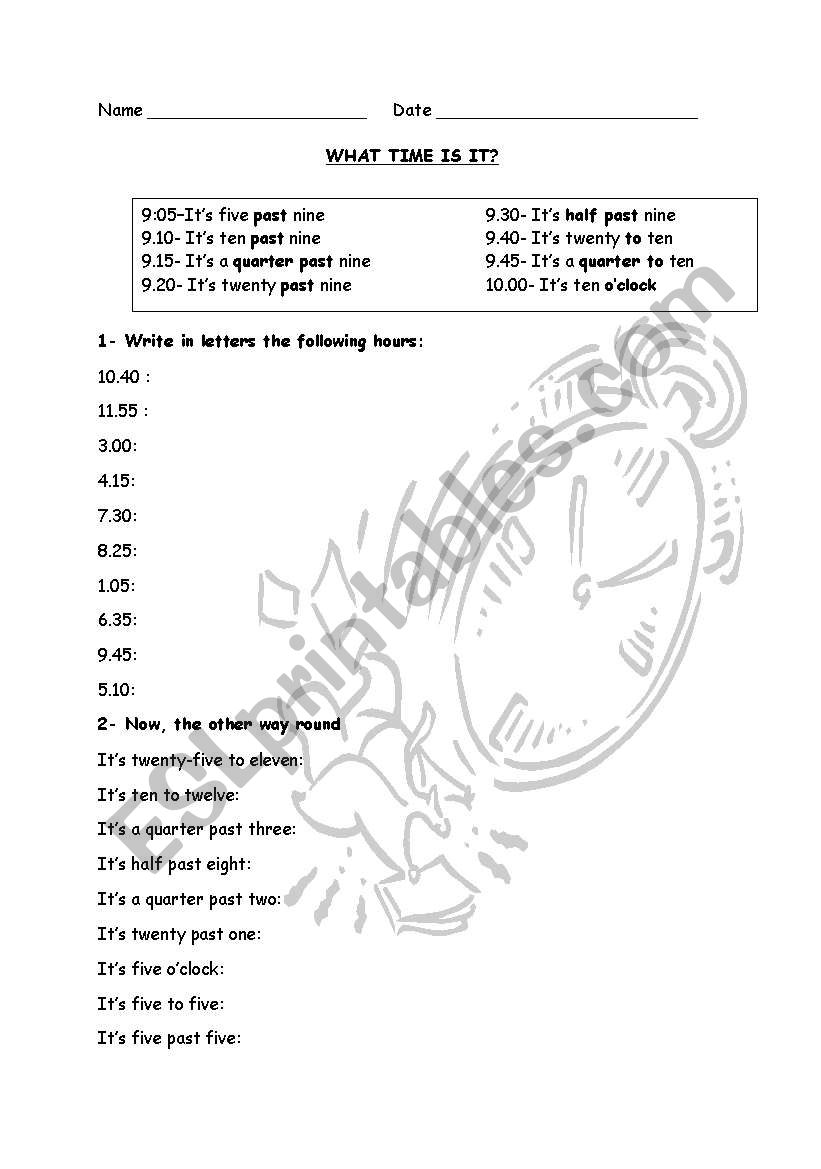 THE TIME worksheet