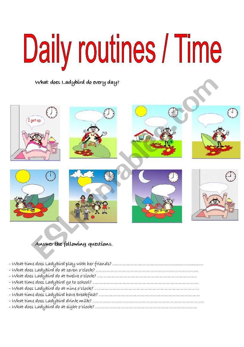 Daily routines / Time. worksheet