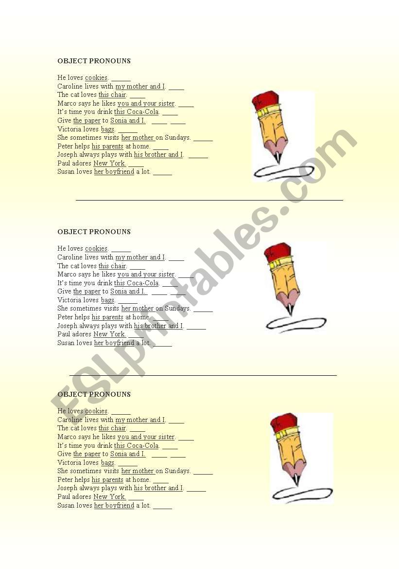 Object Pronouns worksheet