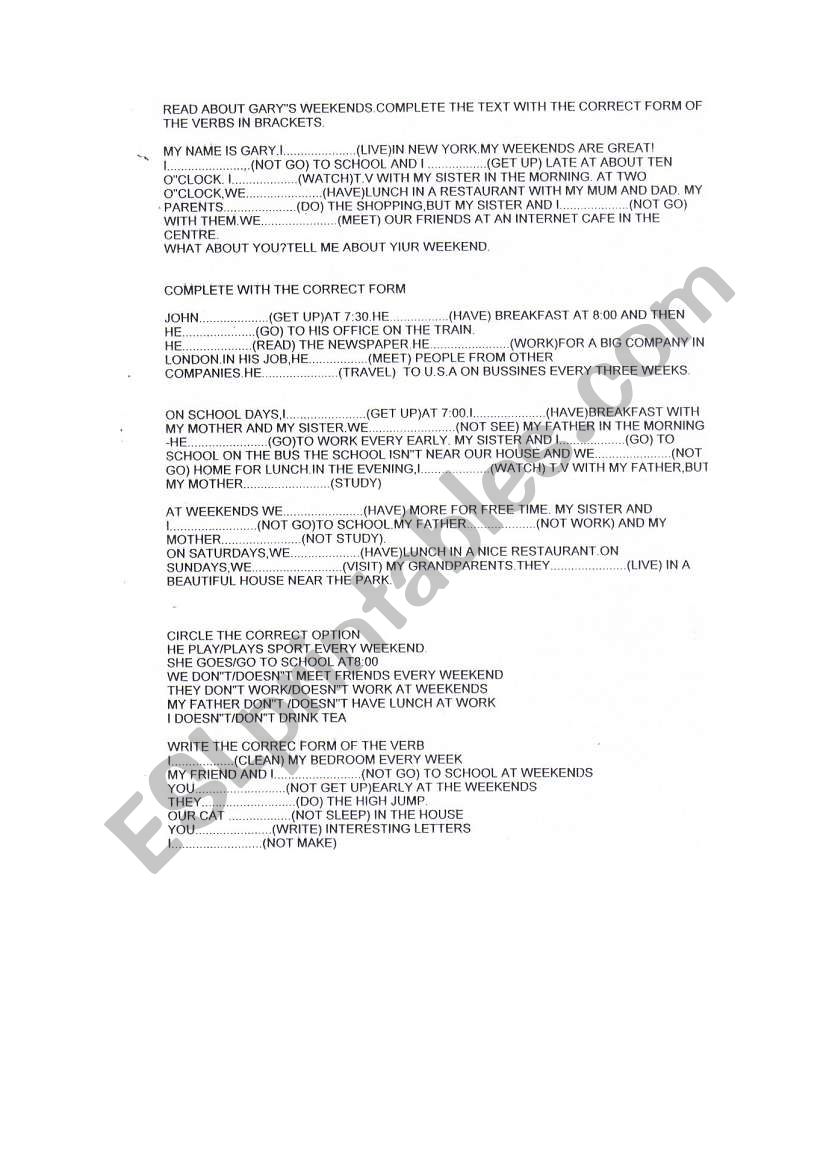 present simple worksheet