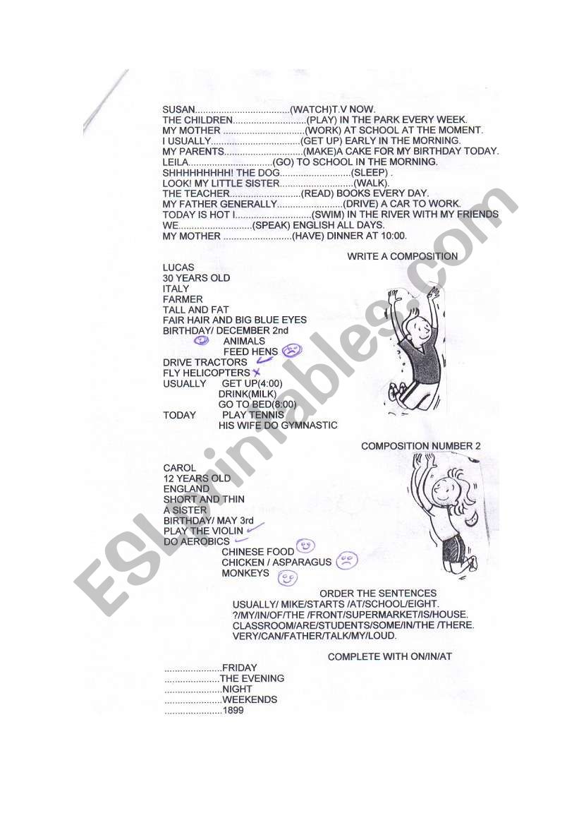 present simple and continuous worksheet