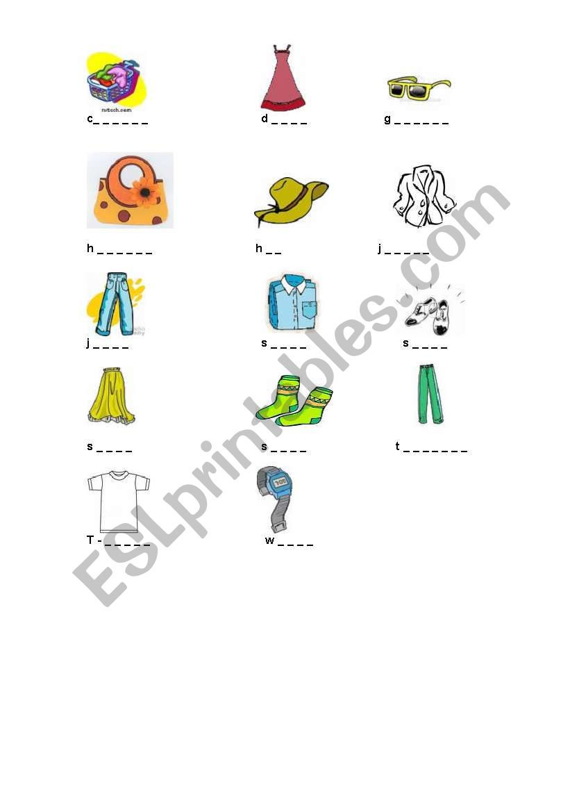 clothes vocabulary worksheet