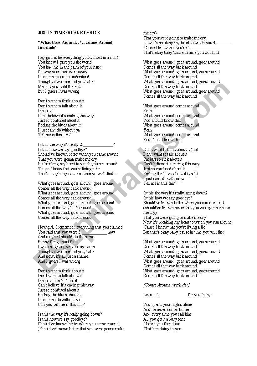 justin timberlake what goes around comes around