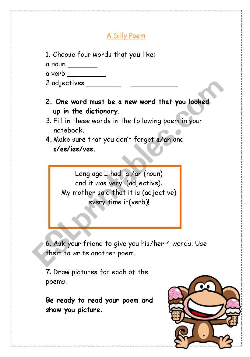A Silly Poem worksheet