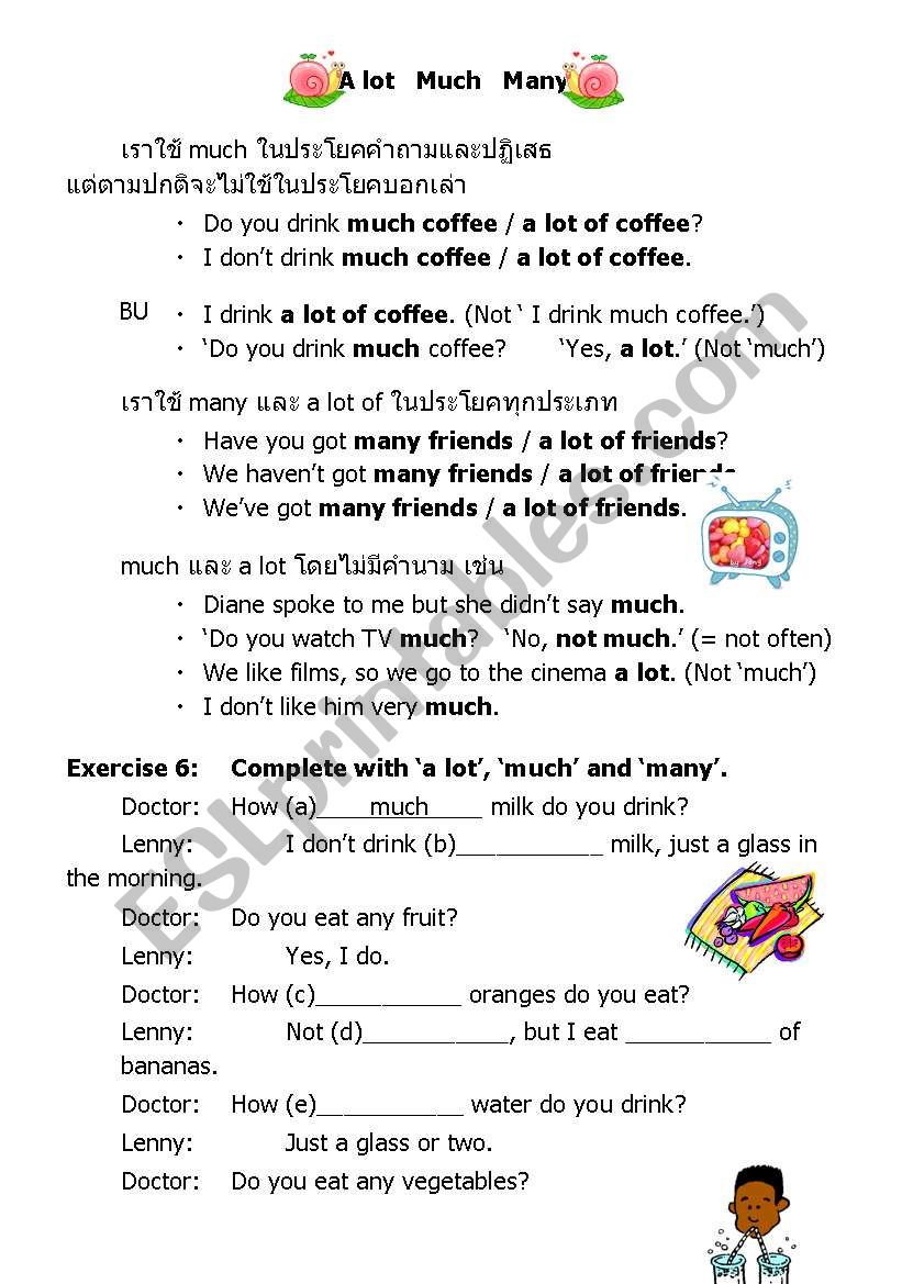 A lot / Much / Many worksheet